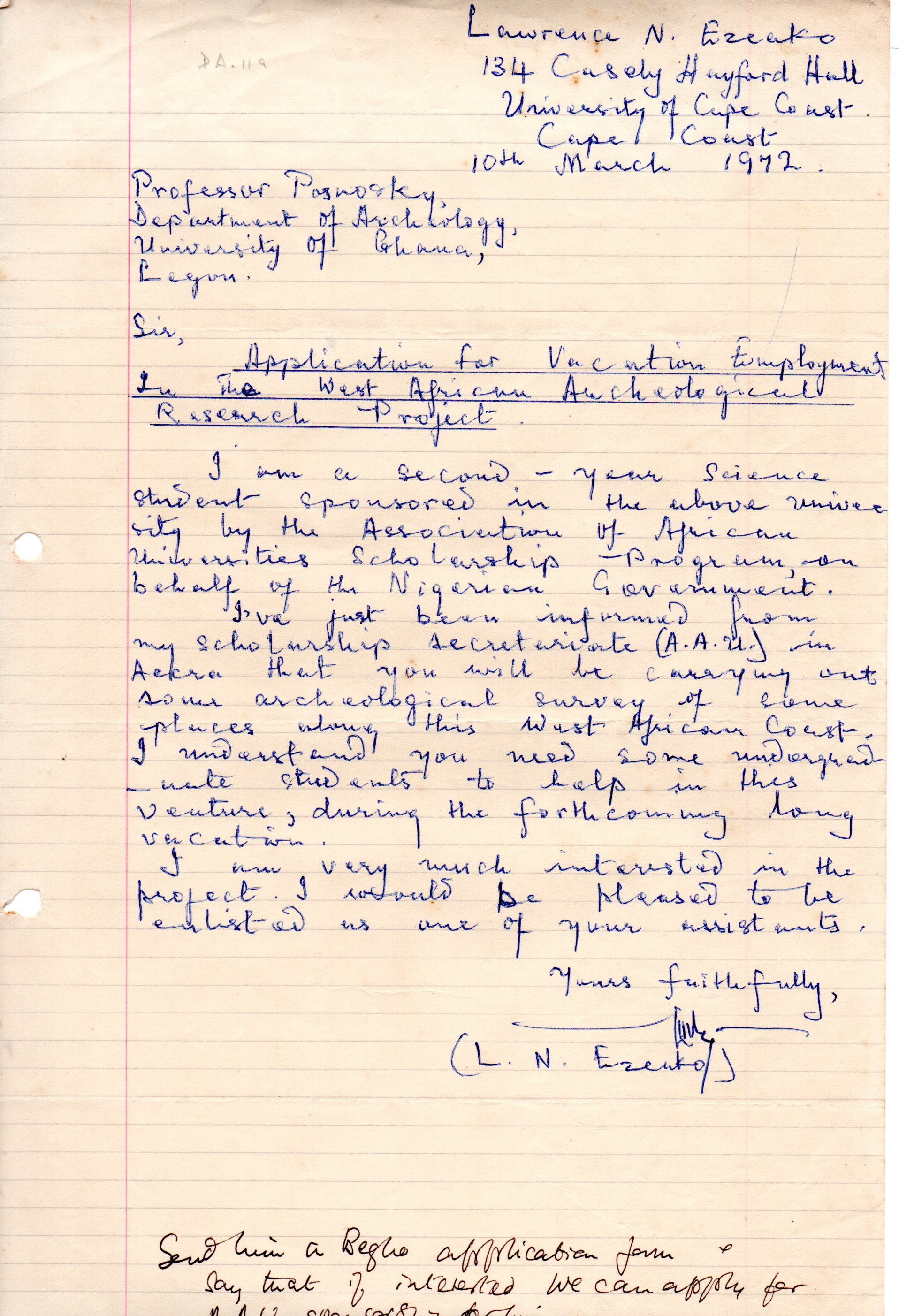 Letter of Correspondence